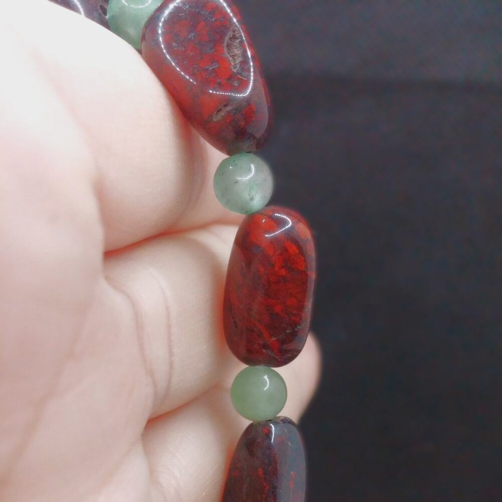 Pietersite Nugget Beaded Bracelet Irregular Sizes Burgundy Green Aventurine NEW - Picture 3 of 10